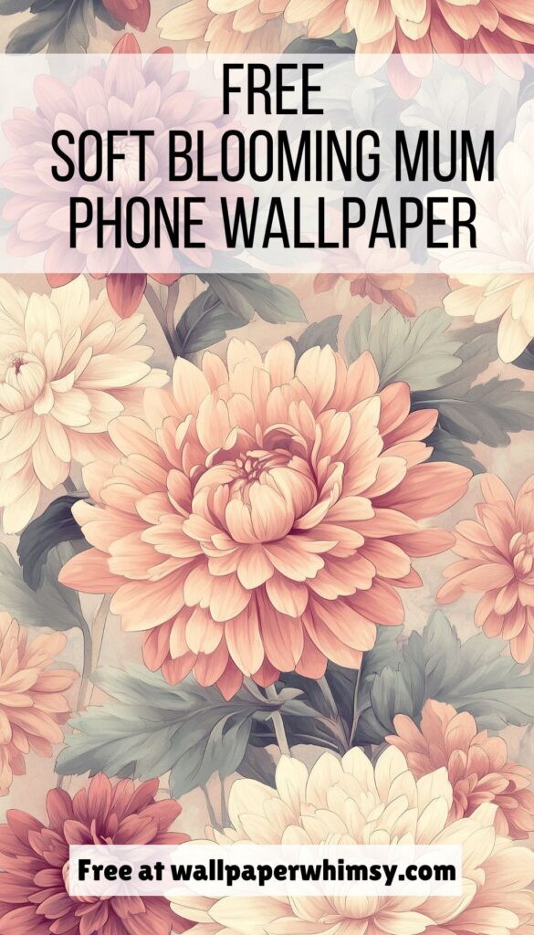 Soft Blooming Mum Phone Wallpaper graphic.