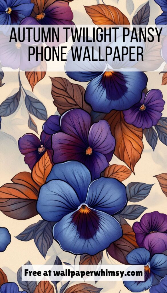 Autumn Twilight Pansy Phone Wallpaper graphic.