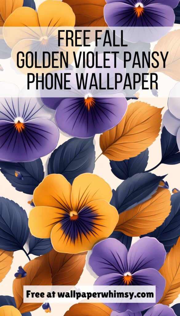 Golden Violet Pansy Phone Wallpaper Graphic.