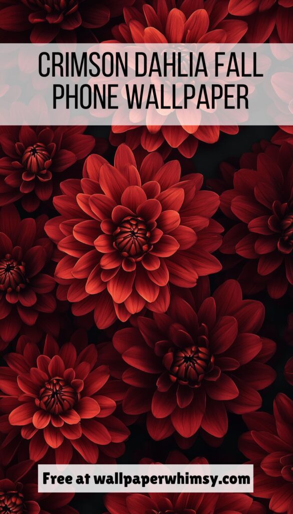 Crimson Dahlia Fall Phone Wallpaper graphic.