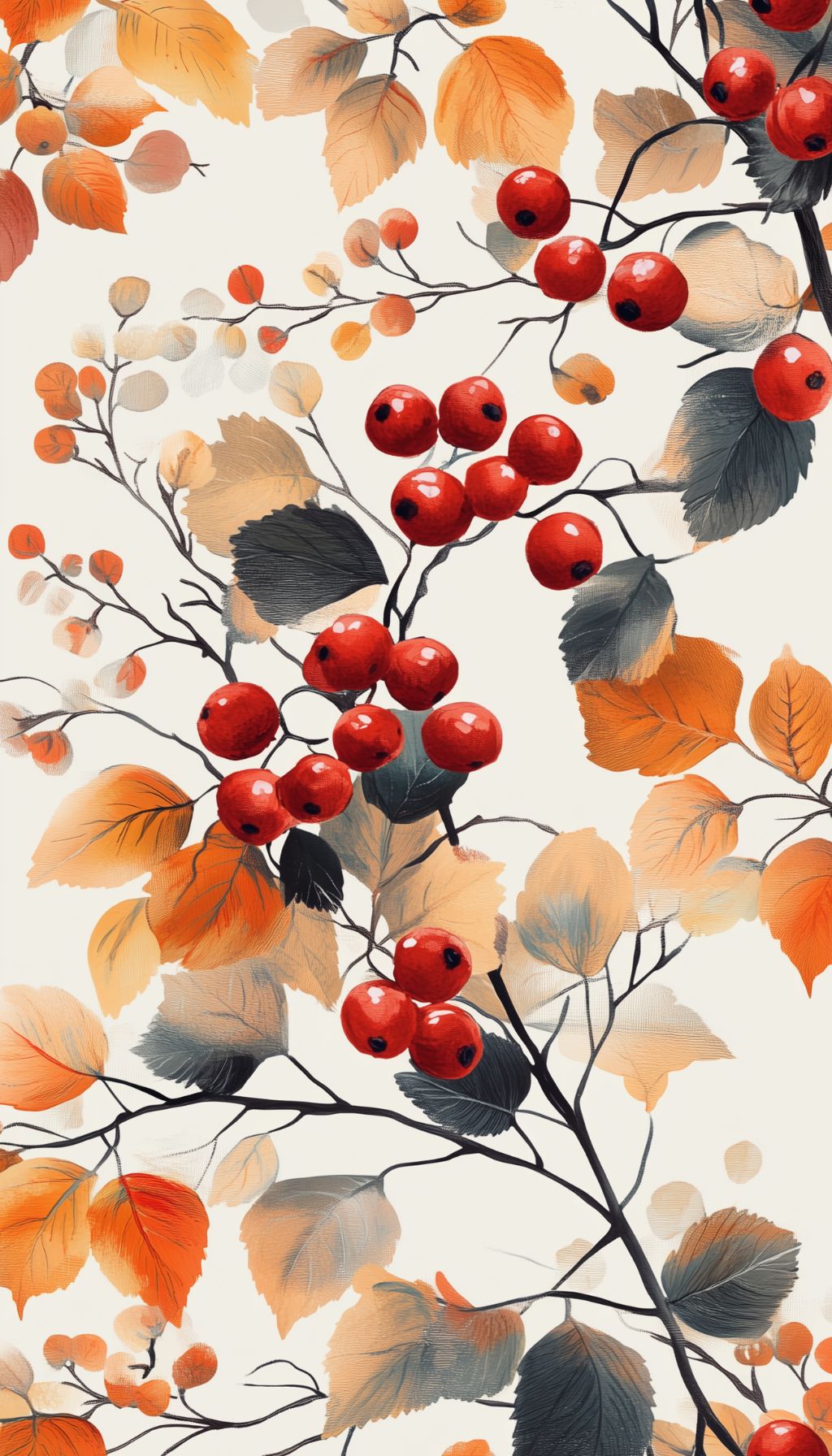 Autumn Berries and Leaves iPhone Wallpaper