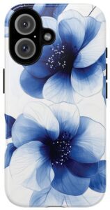 Blue Floral Tough Phone Case – iPhone, Samsung, Google Pixel