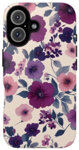 Purple and Pink Floral iPhone Case